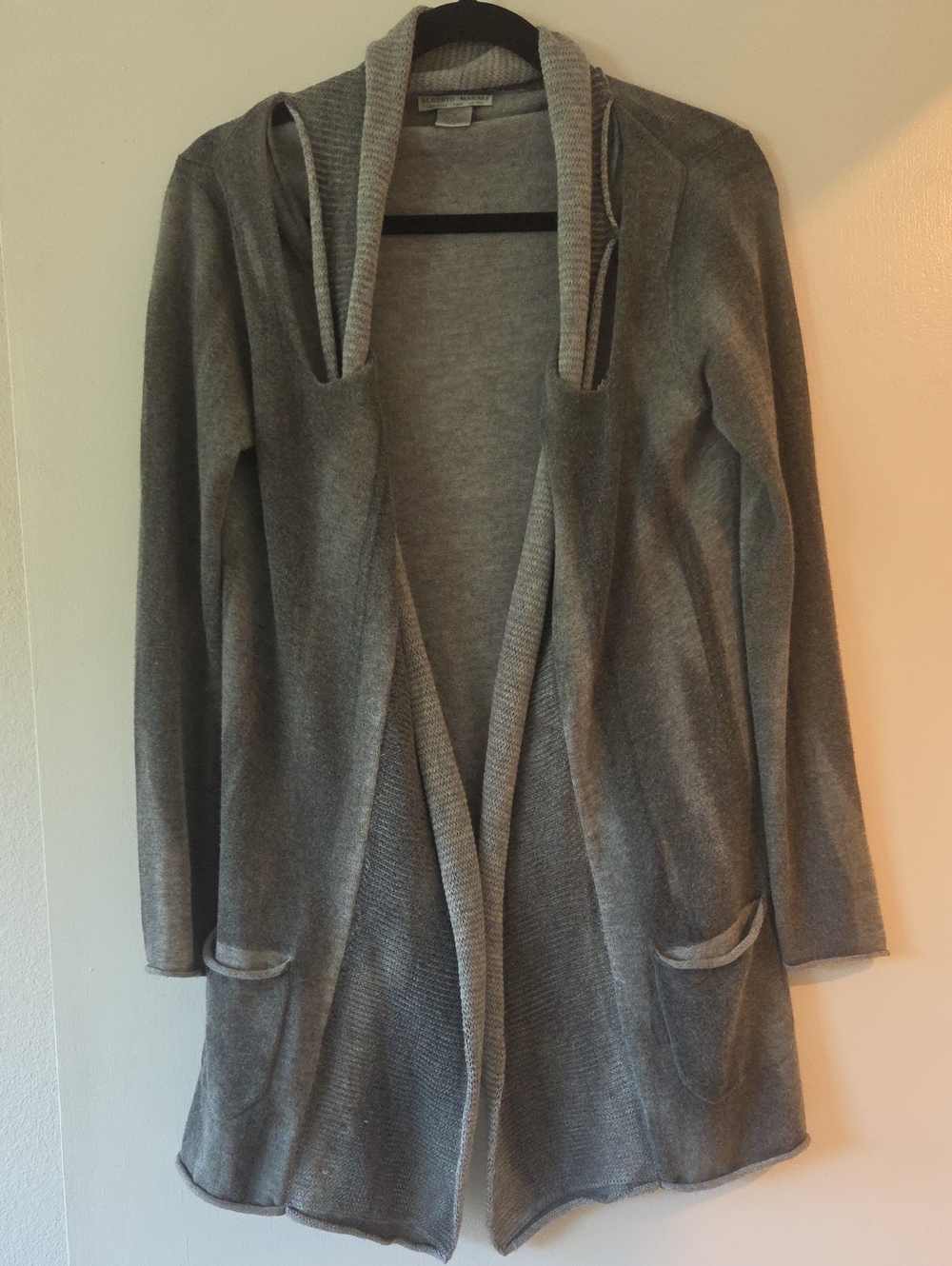 Alberto Makali Gray Open-Front Hooded Cardigan
